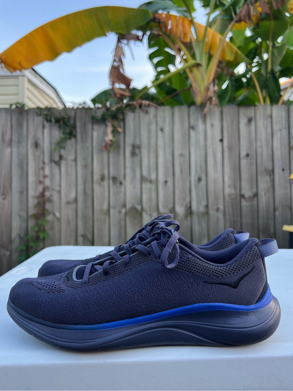 Men's HOKA Hupana Flow Navy Athletic Knit Walking Shoes size 10